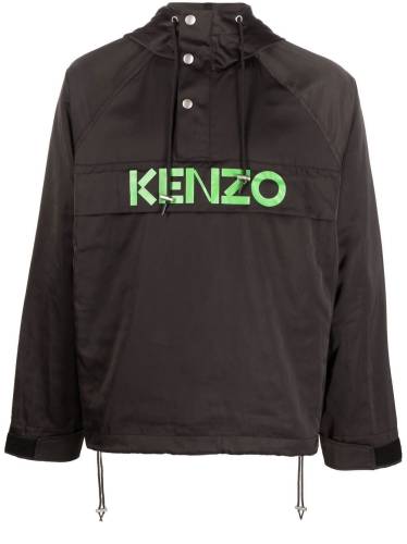 logo-print hooded satin jacket